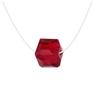 [R1915] - Red 'Sissi' Silver Necklace (rhodium) - Crystal Cube 10mm