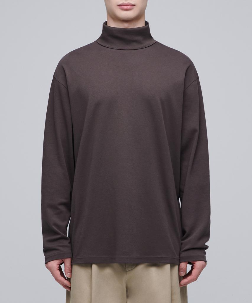 MUSINSA STANDARD Relaxed Turtleneck Long Sleeve T-Shirt [Dark Brown]