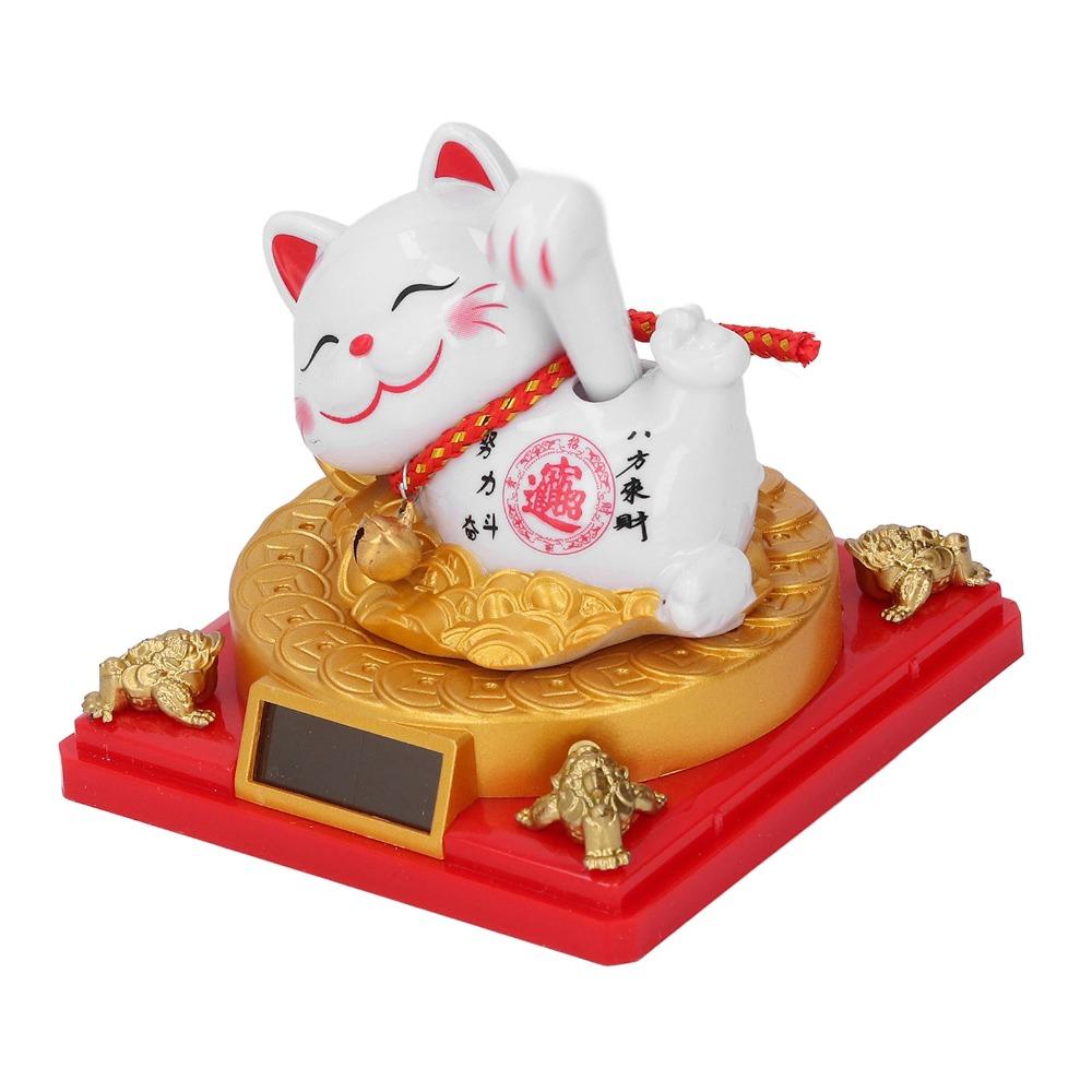 2.91x2.99x3.39in Solar Waving Lucky Cat Ornament Entryway Indoor Statue
