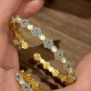 Изысканный античный золотой ремесленный синий браслет с маленькими цветами для женщин натуральный халцедон белый изысканные браслеты свадьба