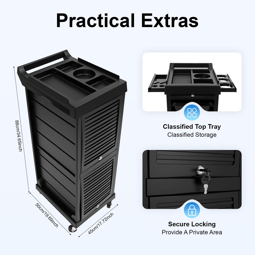 7-ярусная салонная парикмахерская тележка на колесиках – тележка-ролик для косметологии, макияжа, принадлежностей для ногтей(черный)