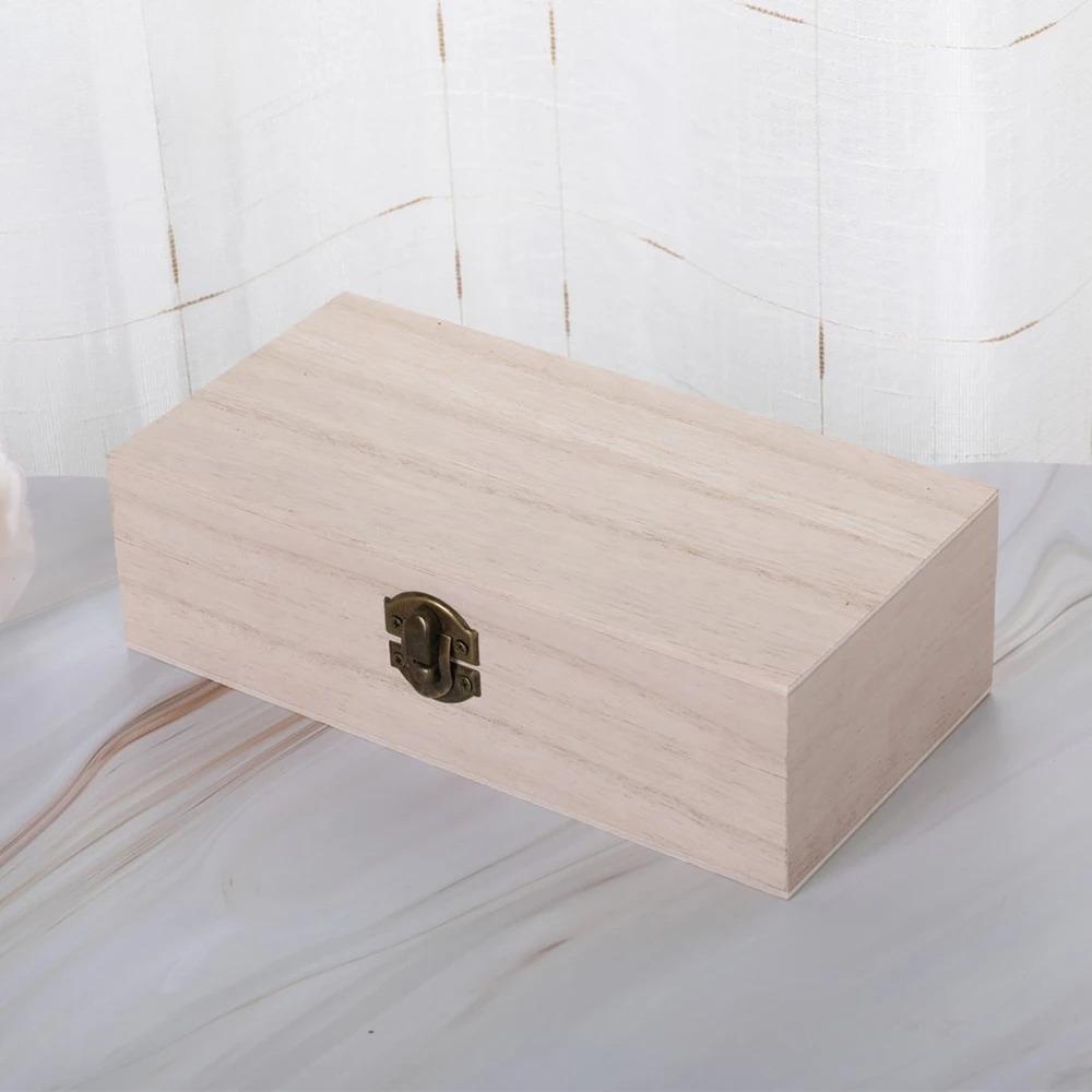 1pc Wooden Gift Box Rectangular Wooden Box - Colored Storage Box Wooden Gift Packaging Box Organizer Box Storage Box Storage Box