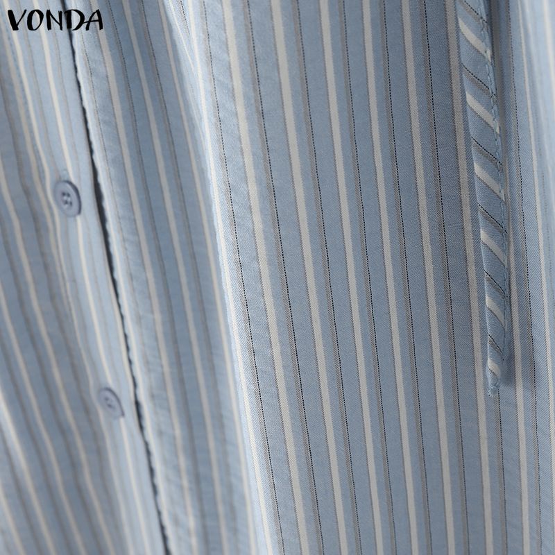 VONDA Женская повседневная блузка с длинным рукавом в полоску оверсайз с капюшоном