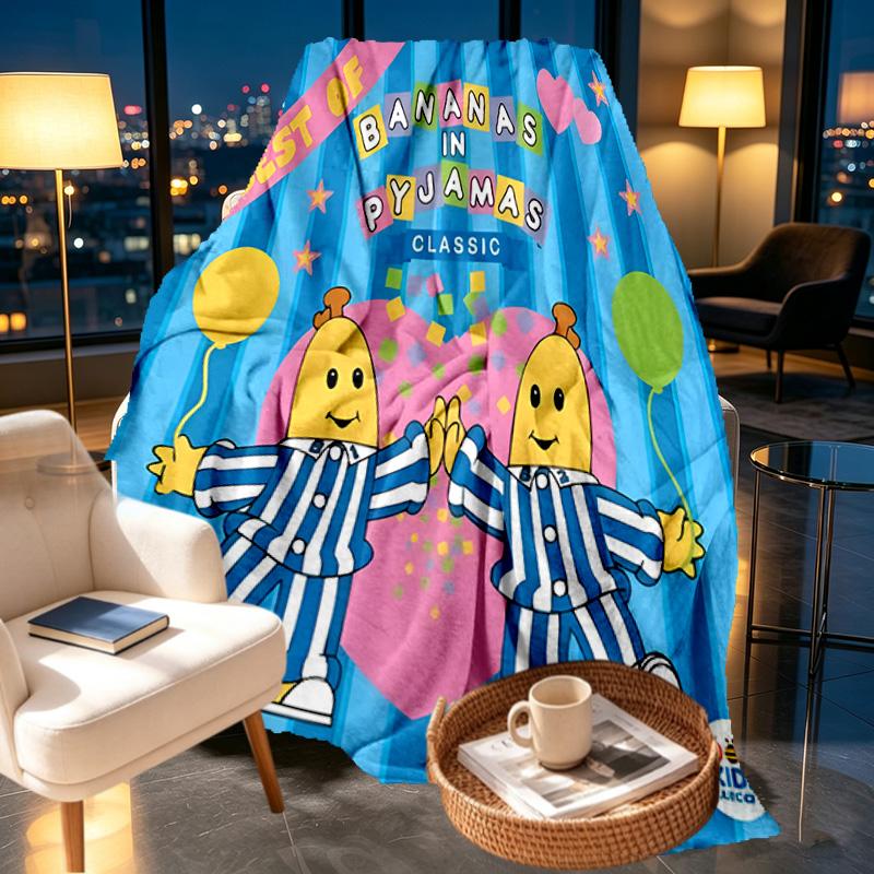 Bananas in Pyjamas Print Blanket - Soft & Comfortable, for Bedroom, Travel, Sofa, Home Decoration - Birthday Christmas Gift for Friend