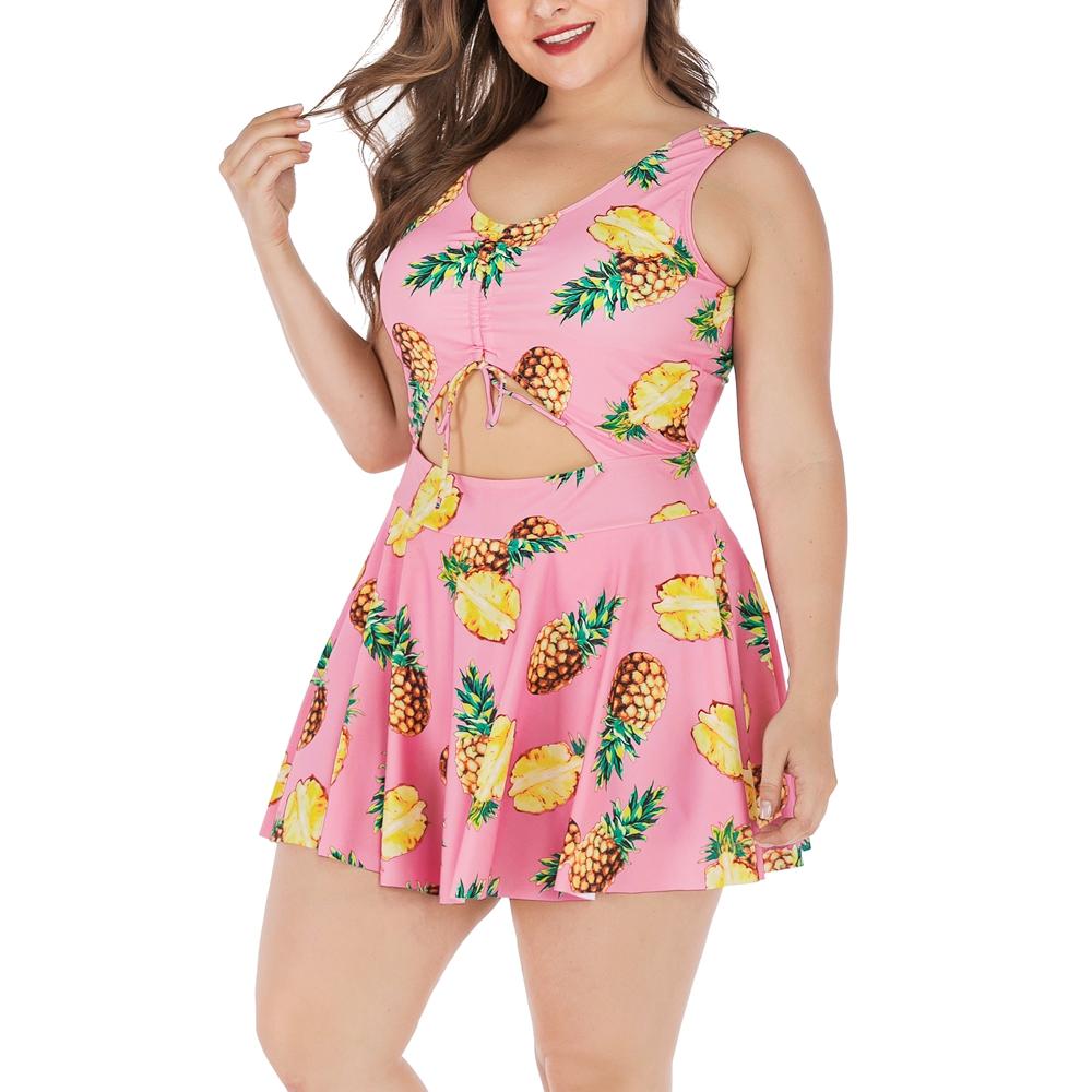 Плюс размер Юбка большого размера Цельный купальник Женский купальник в европейском и американском стиле Купальник большого размера Бикини Пляжная одежда