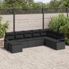 8-Piece Garden Sofa Set with Black Poly Rattan Cushions, 2-Seater Garden Sofa with Black Poly Rattan Cushions 3346503