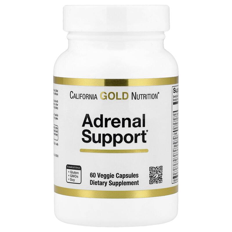 Adrenal Support with L-Tyrosine, Rhodiola Extract, Ashwagandha Extract, and Eleuthero Extract, 60 Veggie Capsules