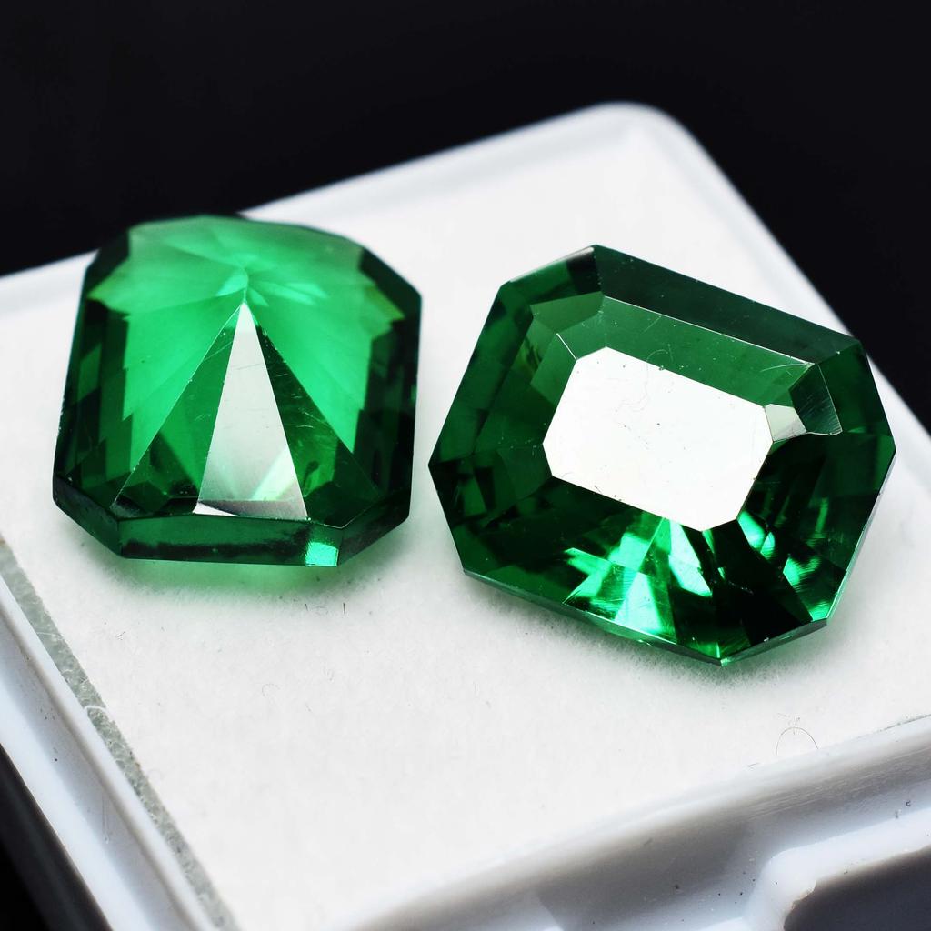 Garnet Emerald Cut Pair Green Ring Size 19 Ct Natural Loose Gemstone