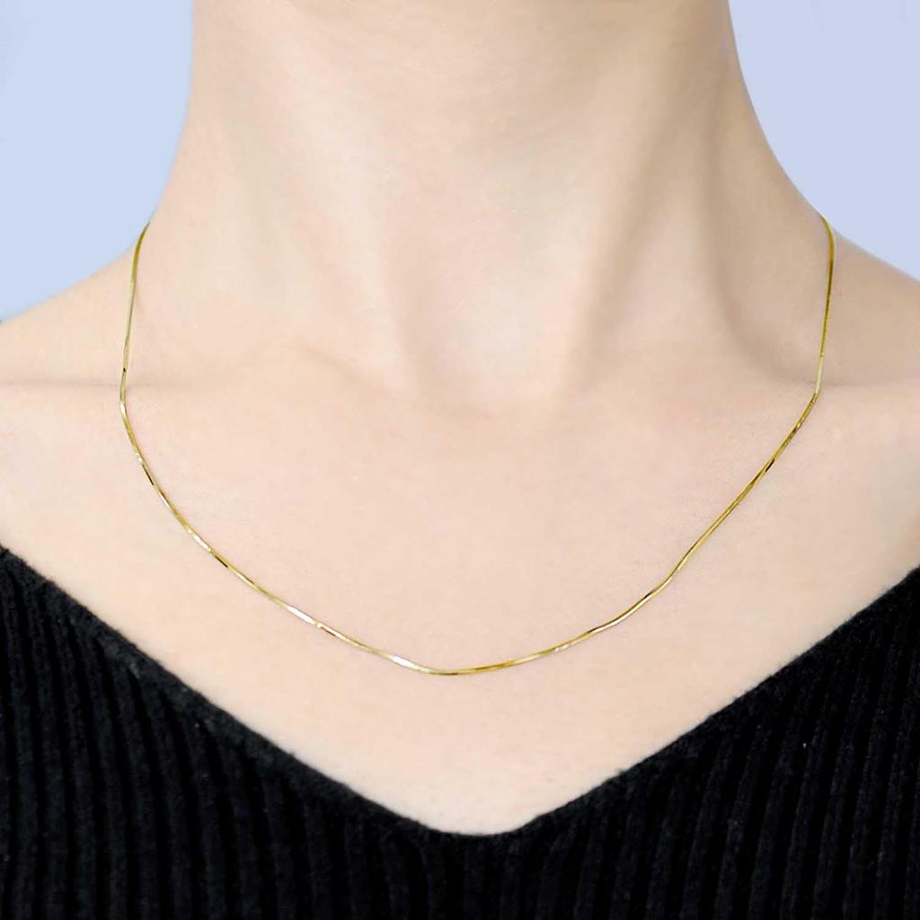 Gold Chain Necklace 18K K18 Snake Width Maximum 45cm Length Adjustable [Lara Christie] 0.7mm Approx. 2.9g Lc97-0015