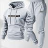 Men'S Two-Piece Set, Casual Round Neck Long Sleeve Hooded Sweatshirt and Sweatpants Set, Suitable for Winter and Autumn, Sportswear Set
