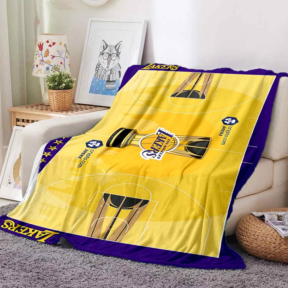 1pc Basketball Lakers Flannel Blanket, Soft Skin Friendly with Digital Printing, Various Sizes Available for Family, Friends, Birthday