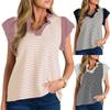 Женская футболка с коротким рукавом, элегантная повседневная рубашка, весенне-летний наряд, струящиеся плиссированные топы с круглым вырезом спереди, летние топы