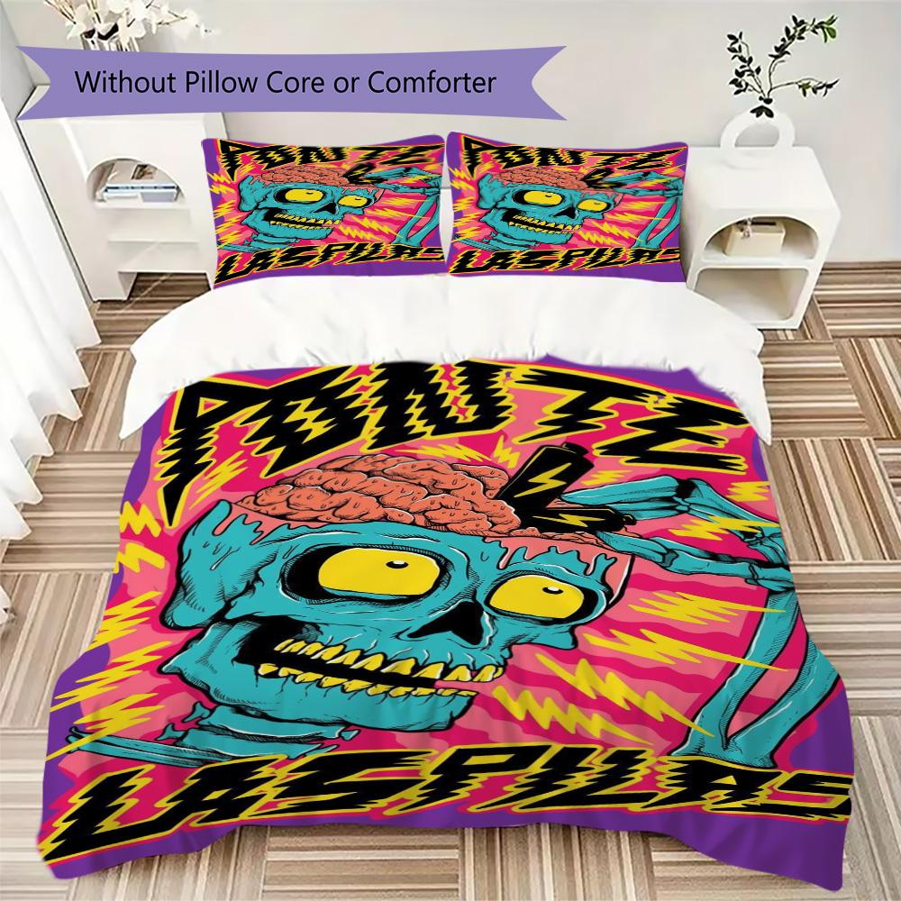 Zombie brain cartoon print Pattern Bedding,Quilt Set Quilt Cover Pillowcase Home Birthday Gift (1*duvet cover+2*pillowcase,without core)ZSJT0917232