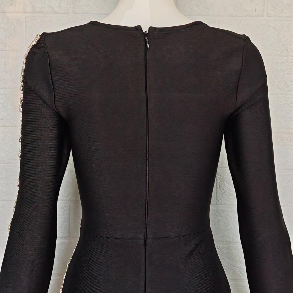 Европейское и американское роскошное платье-бандаж с квадратным вырезом и стразами - Приталенное, элегантное вечернее платье для светской львицы.