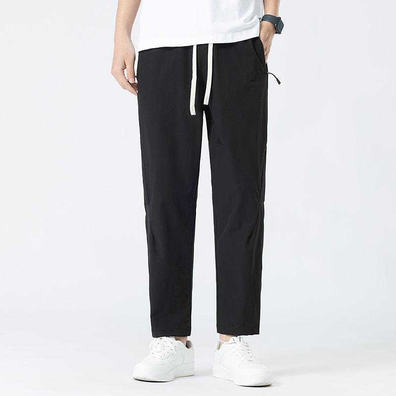 2025 New Summer Ice Silk Pants Thin Section Quick-drying Sports Pants Men's Loose Casual Straight Leg Sweat Pants