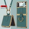 With Ring Lanyard Luxury PU Leather Cover For Samsung Galaxy Z Flip 3 5G Case Built-in Screen Protector Phone Case Coque Fundas