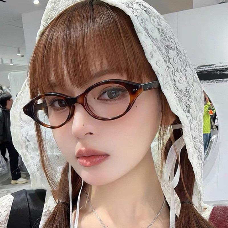 Маленькие овальные очки с прозрачными линзами, милые, конфетных цветов, для косплея, декоративные, компьютерные, женские