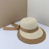 Hollow Out Big Brimmed Woven Cap Foldable Bow Fisherman Cap Straw Weaving Beach Hat  Travel