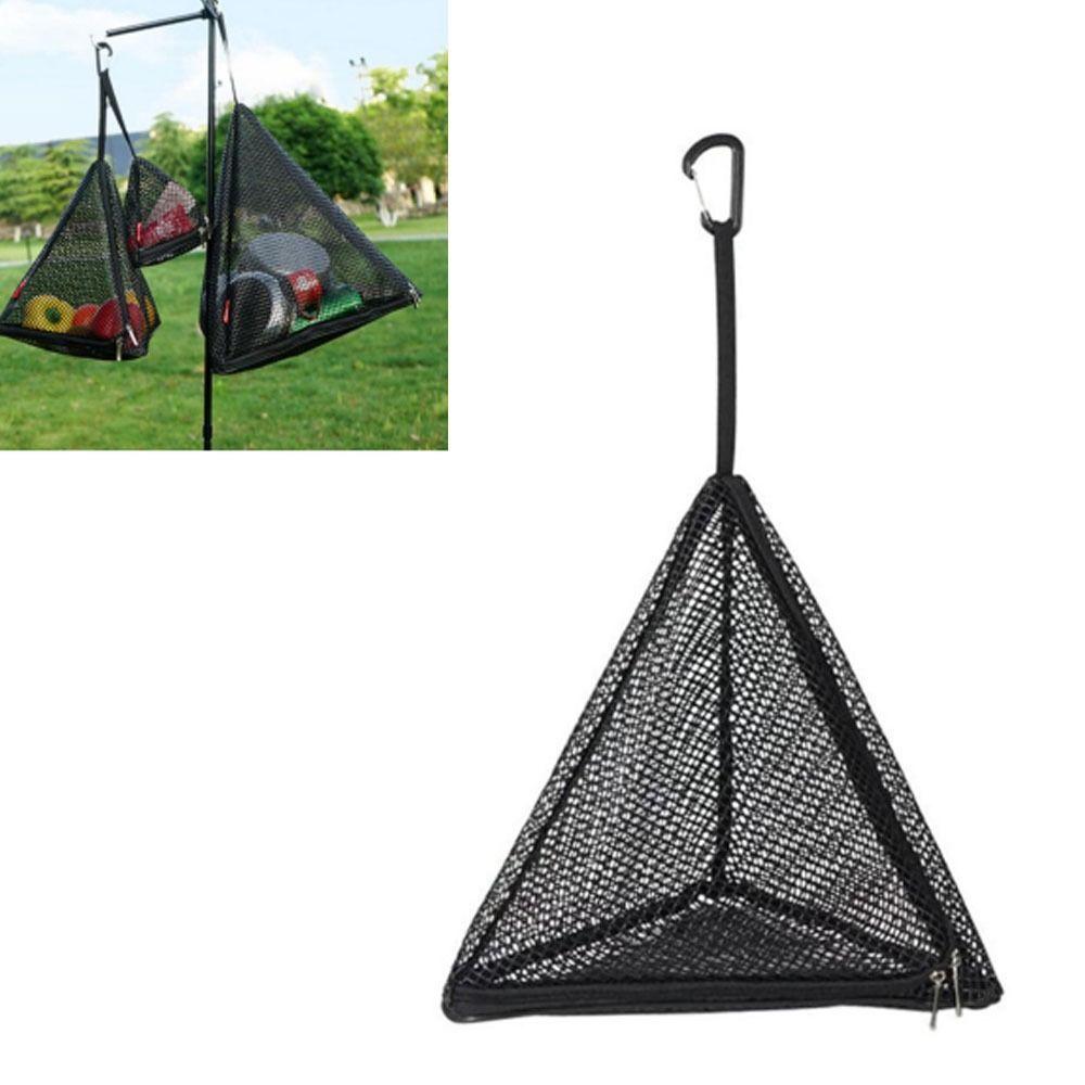 Black Outdoor Hanging Storage Net With Hook Triangular Hanging Bag Tableware Storage