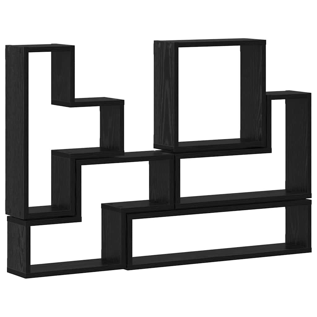 Wall Mounted Shelf Black Oak Effect 96 x 12 x 64 cm