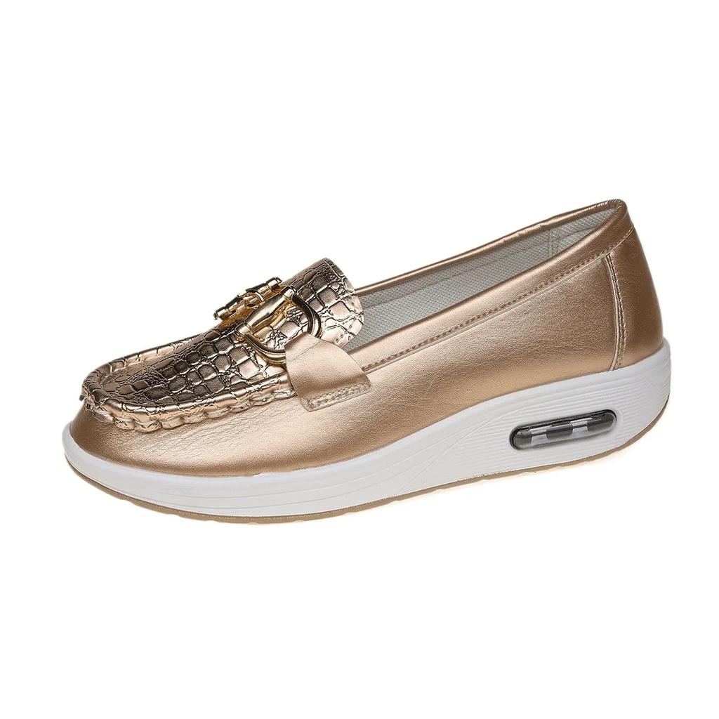 Женская повседневная обувь на танкетке, весна-осень 2024 г., дизайнерские удобные нескользящие мокасины, женские кроссовки без застежек Zapatos De Mujer