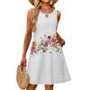 Ladies Fashion Casual Summer Vintage Floral Print Dress With Pocket Beach Holiday Vest Dress