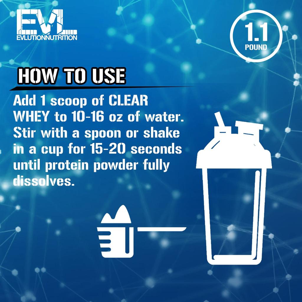 EVLution Nutrition Clear Whey, 100% Whey Protein Isolate, Peach Mango, 1.1 Lb (500 G)