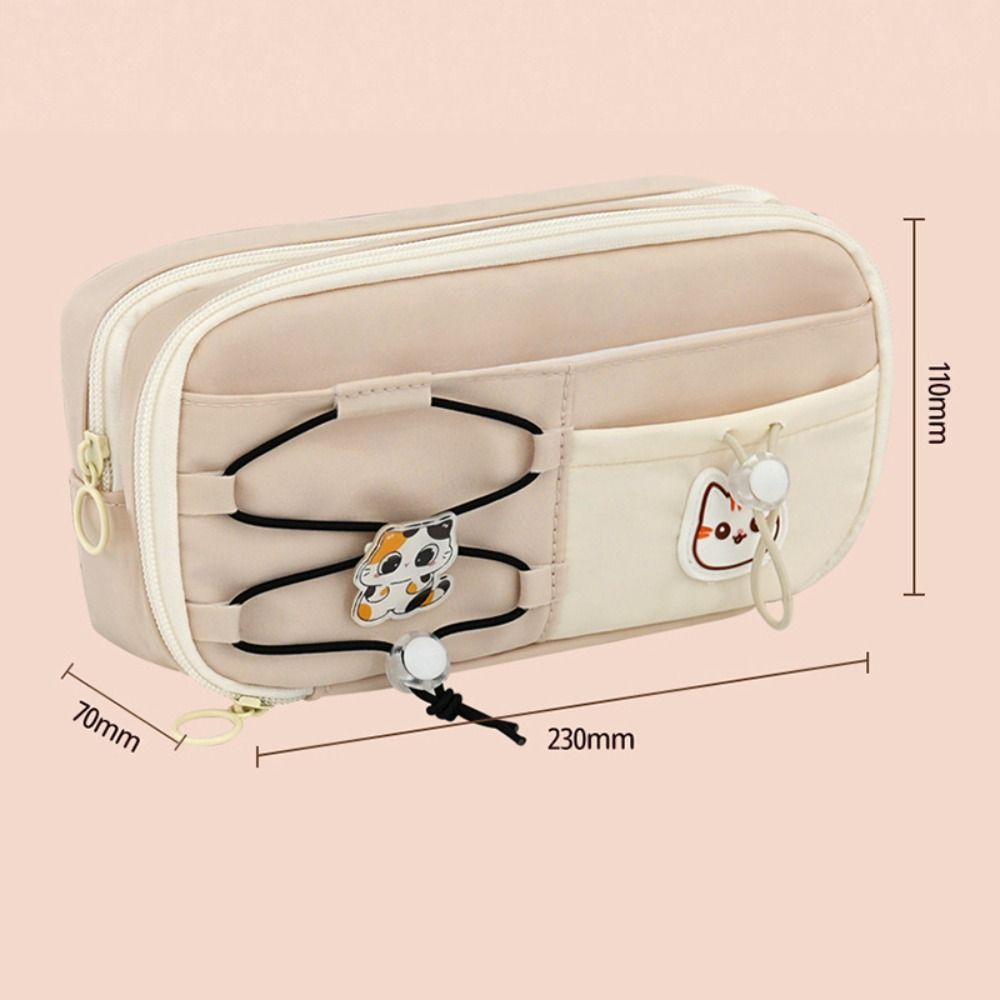 Black Cat Pen Bag Multi-layer Stationery Bag Cartoon Stationery Organizer Student Gift