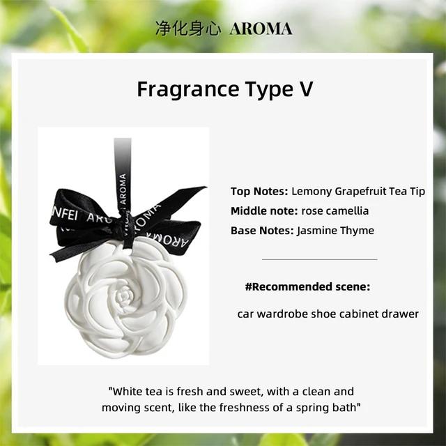 Автомобильный подвесной освежитель воздуха, красивый белый цветочный парфюм для стайлинга автомобиля, ароматный очиститель воздуха, украшение интерьера, орнамент