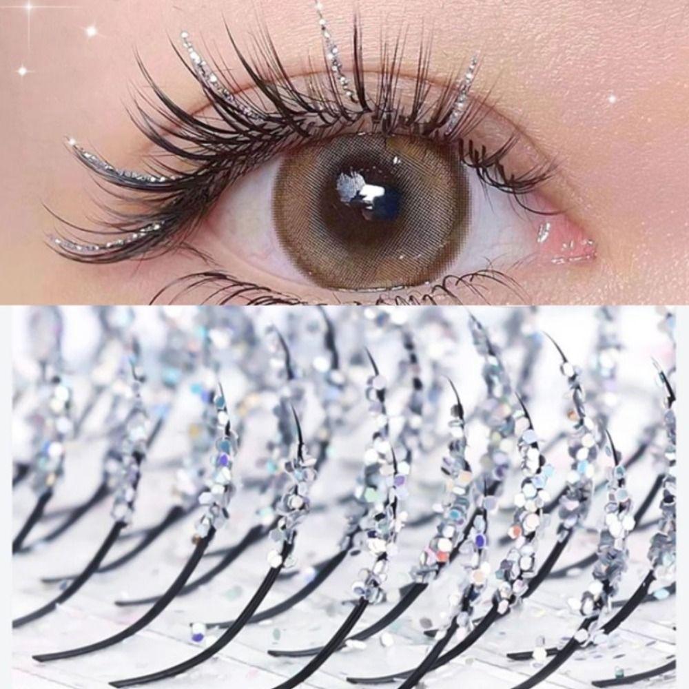 Glitter Shiny Eyelash Extension with Diamond Individual Lashes Fashion False Eyelashes  Women