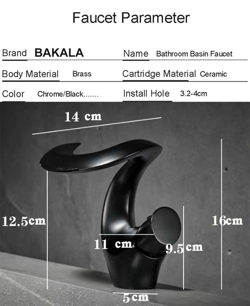 BAKALA Роскошный черно-белый смеситель для ванной комнаты, смеситель для ванной комнаты, латунный креативный смеситель для раковины, кран для раковины с горячей и холодной водой