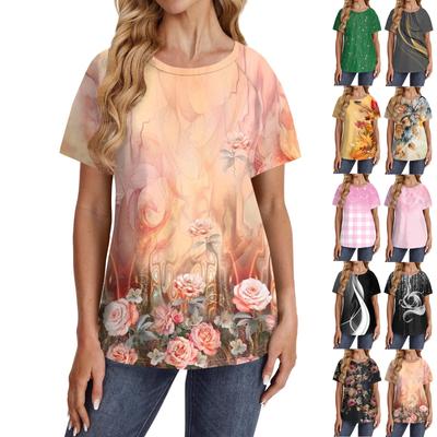 Женские футболки с коротким рукавом, милые туники с круглым вырезом, топы, базовые футболки, блузки, свободный пуловер
