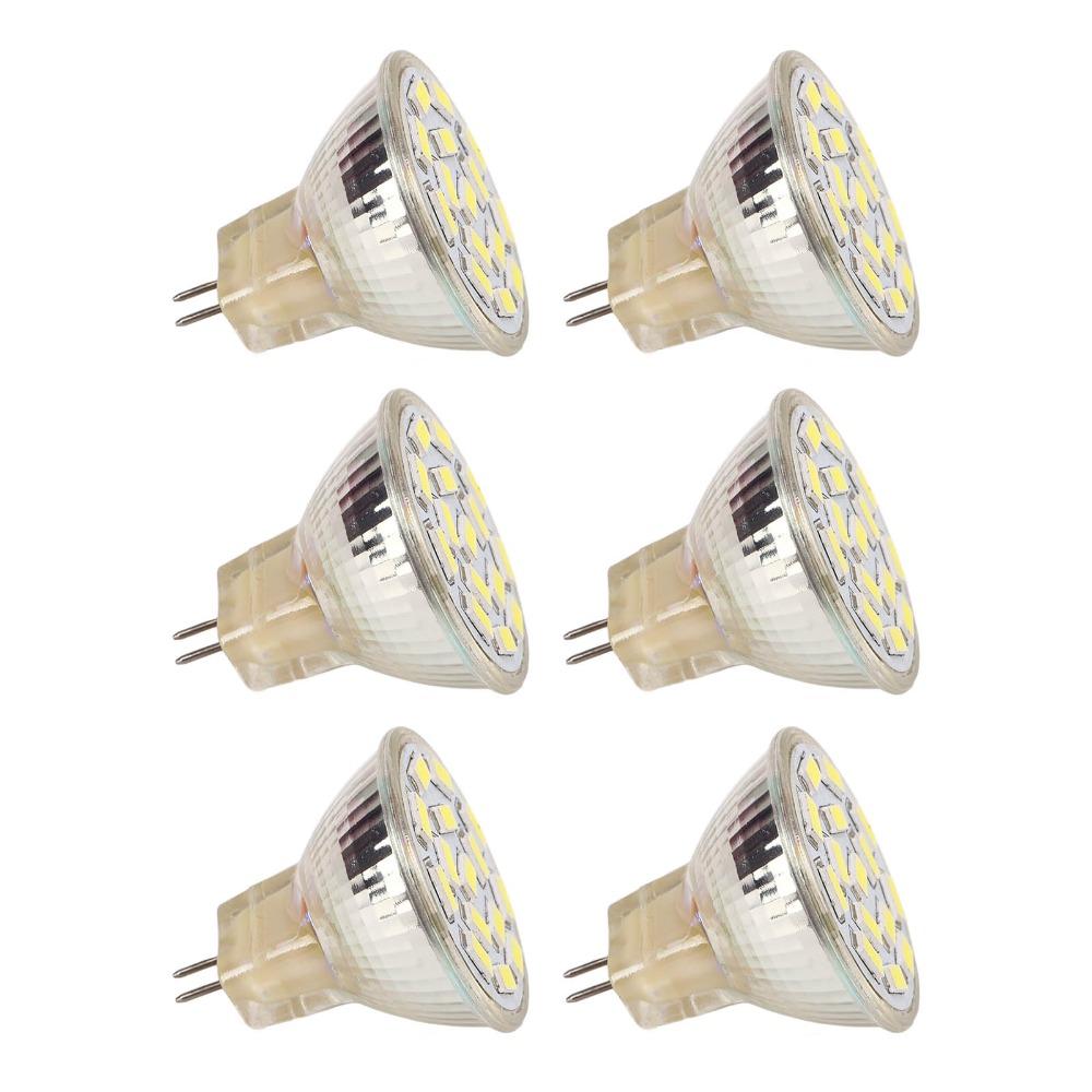 6PCS 12V GU4 LED Bulb Glass MR11 Spotlight Durable LED Light Bulb Track Lighting