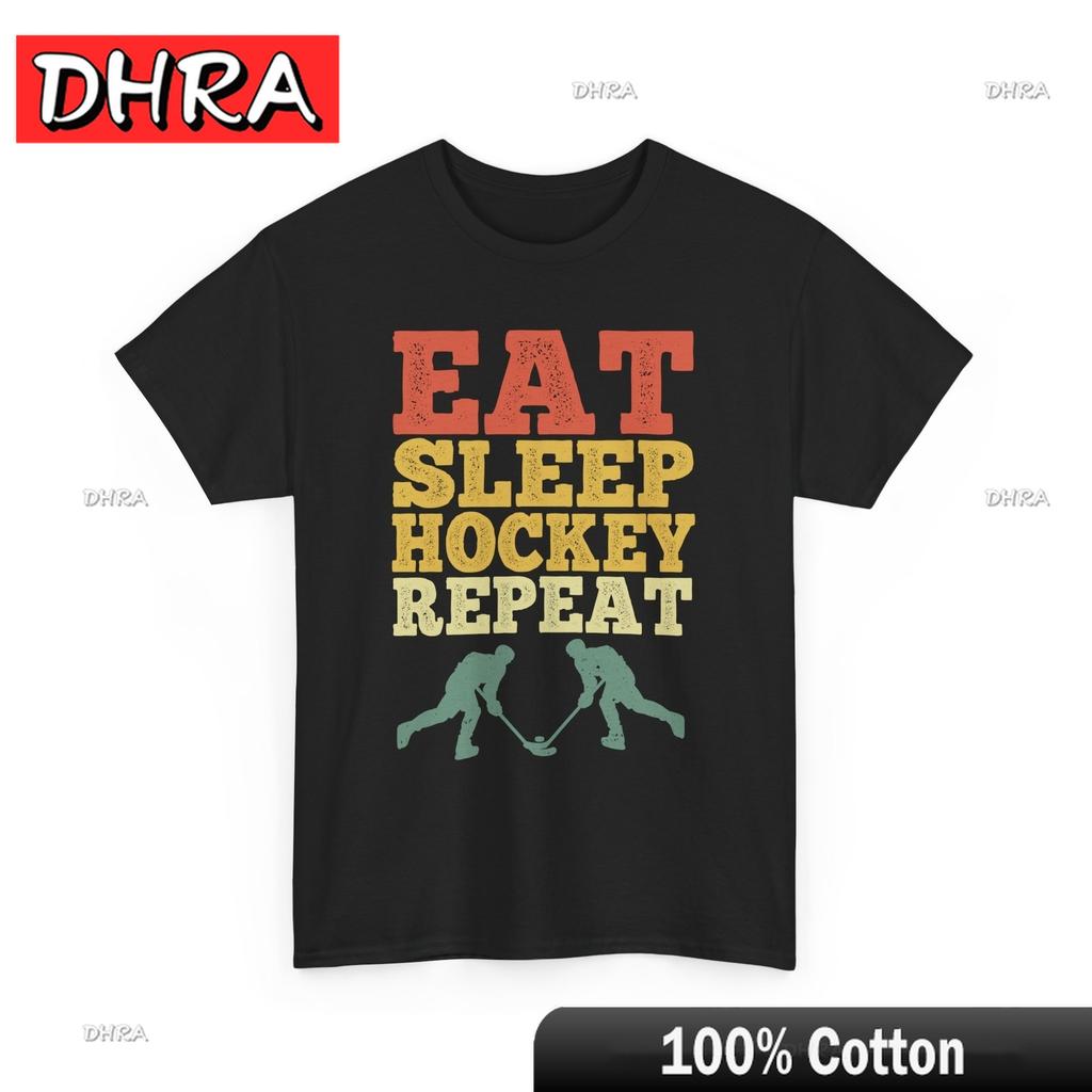 Ice Hockey Shirt Eat Sleep Hockey Repeat Hockey Player Women Unisex Shirt Simple Unique Tee Shirt Red Trippy Holiday Style Unique