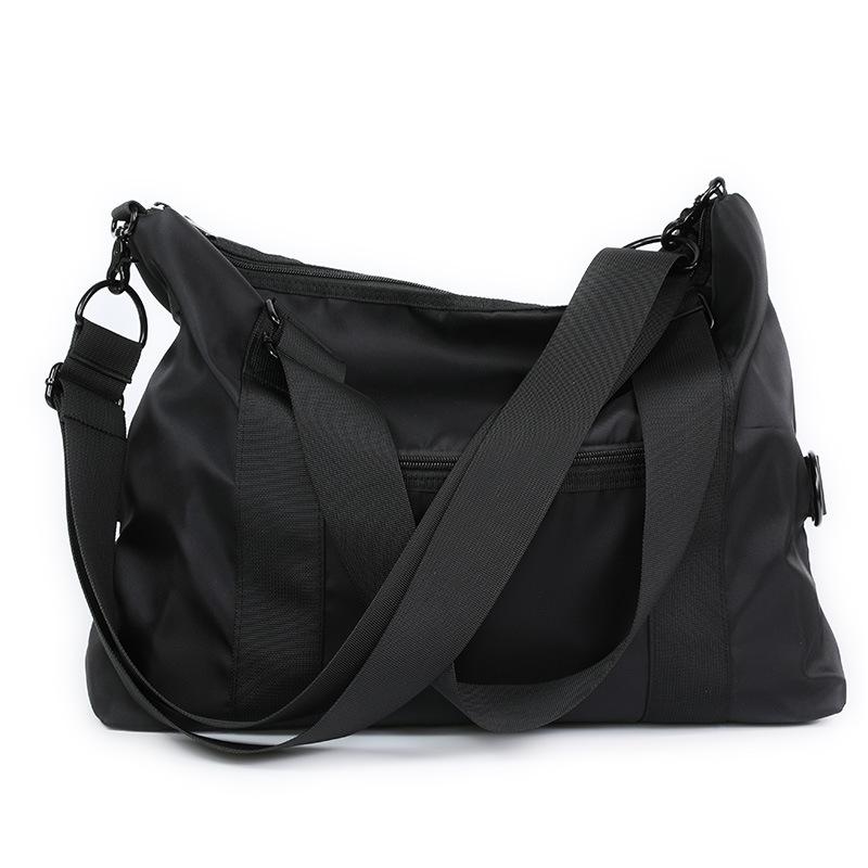 Portable Men Travel Bag Nylon Waterproof Textured Large Capacity Male Crossbody Bags Black Simple Casual Gym Single Shoulder Bag