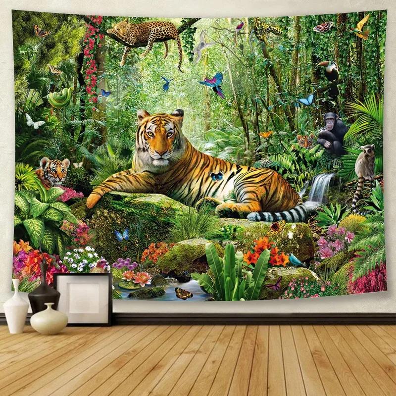 Лесной зверь Тигр Декоративный гобелен Офис Гостиная Декор Домашний Настенный Гобелен