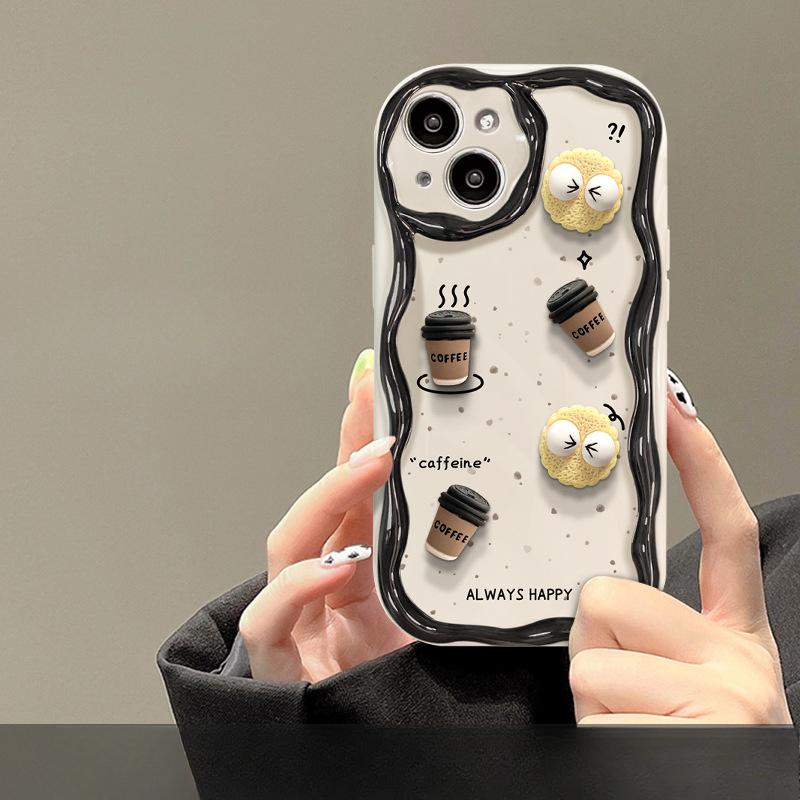 Подходит для чехла для мобильного телефона Apple 14promax IPhone 15/13 Кофейный брикет Трехмерная кукла 12mini Силикон 7