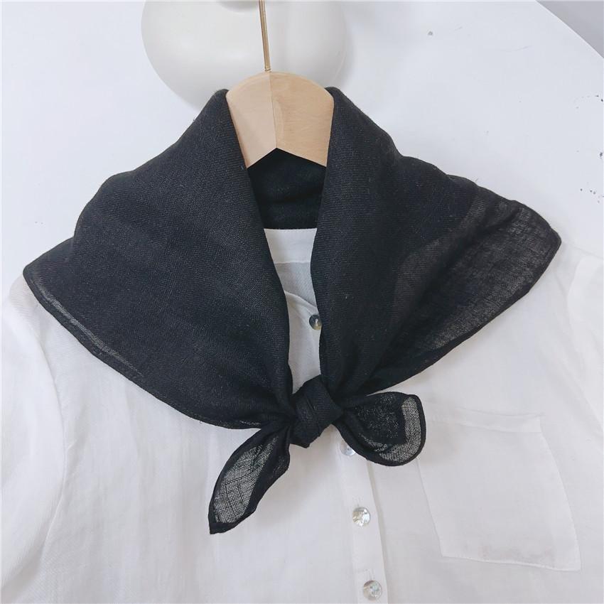 Clearance Welfare Retro Linen Square Scarf Literary And Versatile Women'S Summer Neck Protection Cotton And Linen Small Silk Scarf Scarf Printed Model