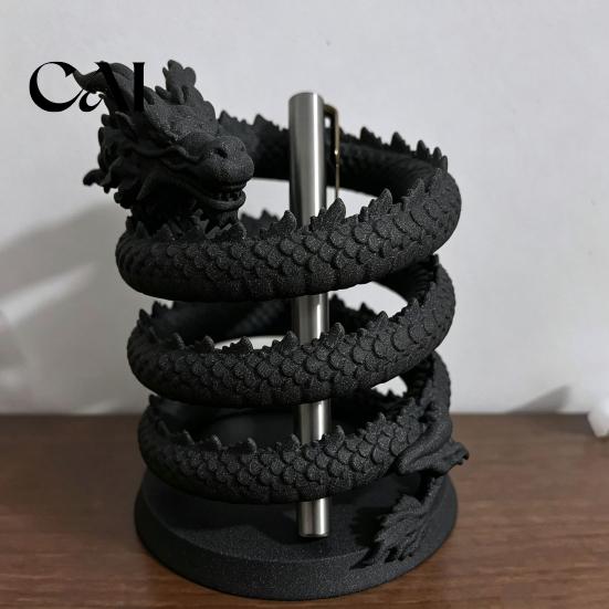 Decorative Pen Cup for Study Coiled Dragon Holder, Chinese Style Pencil Holder Desk Organizer, Stationery Storage Container Office School Supplies