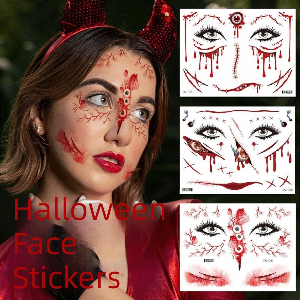 Waterproof Halloween Tattoo Sticker Scary Bloodiness Temporary Scar Stickers Body Art Decals Party