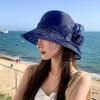 Vintage Elegant Flower Organza Sun Hats Ladies Wedding Party Floppy Church Hat For Women Summer Antiuv Travel Beach Caps