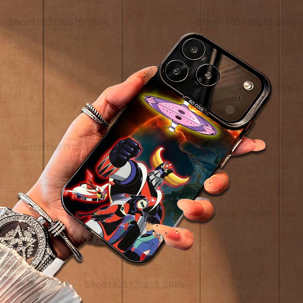R-Робот G-Голдорак Аниме НЛО Чехол для телефона Для iPhone 16,15,14,17,13,12,11,Mini,Pro,SE,XS,MAX,Черный Матовый Силиконовый Чехол