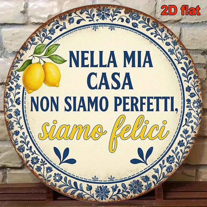 Italian Vintage Lemon Aluminum Wall ArtItalian Home QuotesGift for Family Friend Kitchen Dining Living DecorHot Selling Gift