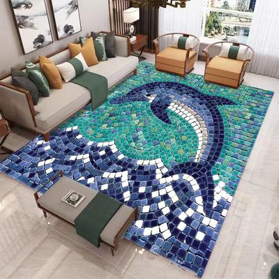 Мозаичный ковер Плитка Дельфин Карп кои Ковер Абстрактный Художественный Чувственный Ковер Мечтательный Домашний Напольный Коврик Домашнее Украшение Ковер