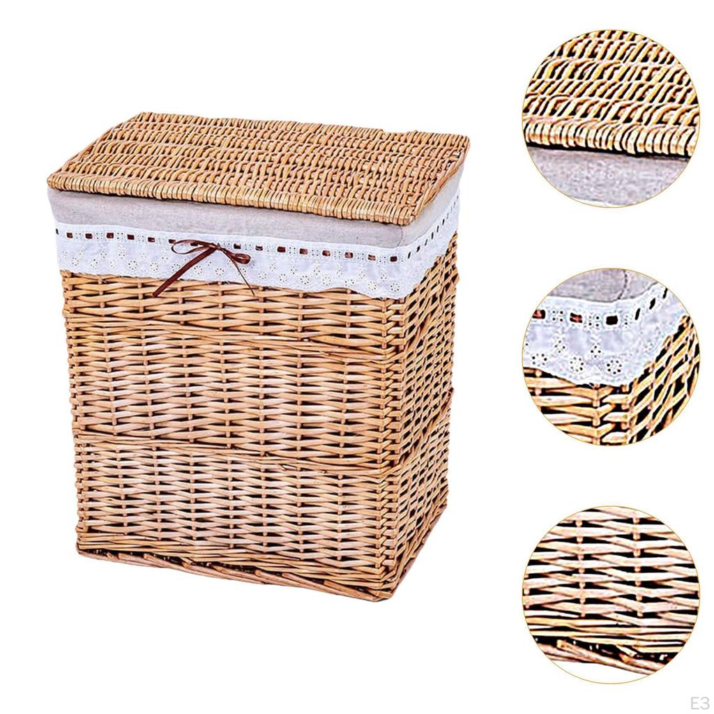Laundry Hamper Clothes Basket Bin with Liner Bag Multipurpose Woven Rattan for