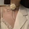 Шнуровка Веревка Большой Цветок Чокер Тканевый Узел Цепочка на Ключицу Нежное Цветочное Ожерелье Украшение