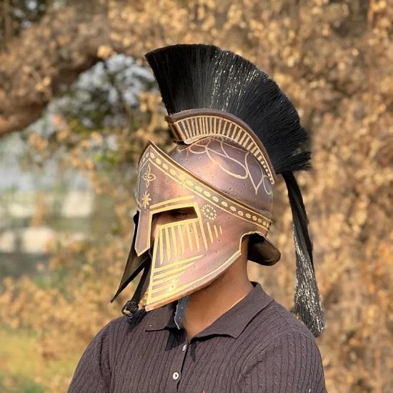 Tribal  Brown Medieval Era Warrior Helmet  king Leonidas Helmet King of Sparta Leonidas Brown Helmet Best Gift