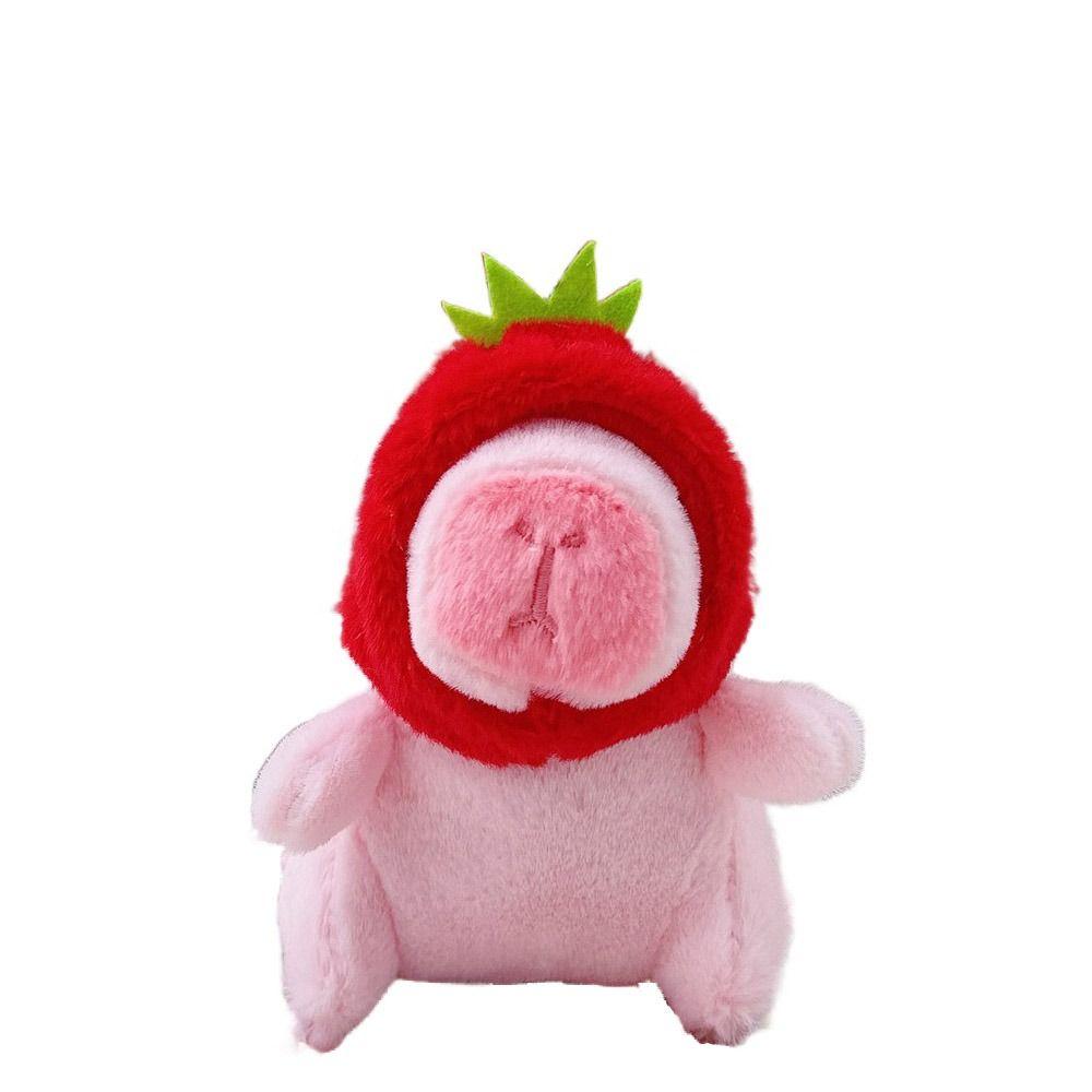 Pink Plush Capybara Doll Toy Stuffed Animals Keychain Pendant Car Ornament Bag Decoration Cartoon Capybara Doll Birthday Gift