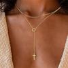Simple Vintage Metal Pendant Necklaces for Women Heart Cross Fashion Jewelry Gifts Layered Necklace Accessories Girls Gifts