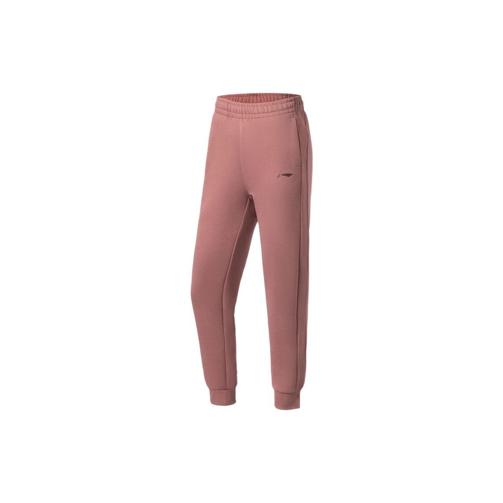 Li Ning Fitness Series Cotton Blend Cuffed Sports Pants Women Pants Dusty-Rose AKLS030-4